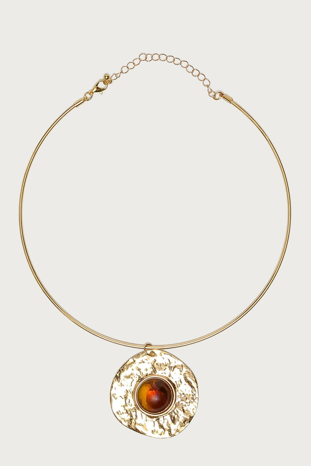 Textured Pendant & Stone Necklace