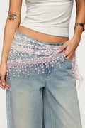 Sparkle Floral Sheer Lace Waist Scarf